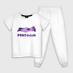 Пижама хлопковая детская Понедельник для пони Твайлайт Спаркл, цвет: белый