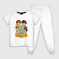 Пижама хлопковая детская Astro в виде стикеров, цвет: белый