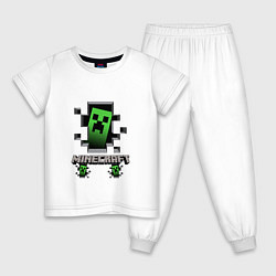 Пижама хлопковая детская Minecraft крипер, цвет: белый