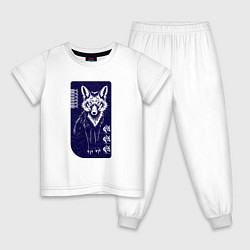 Пижама хлопковая детская Серьёзный лис, цвет: белый