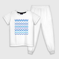 Пижама хлопковая детская Зигзаги - волны, цвет: белый