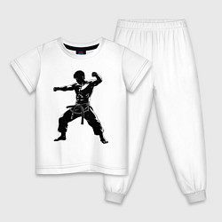 Пижама хлопковая детская Джиу-джитсу боец, цвет: белый