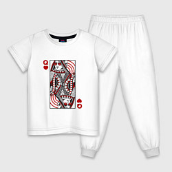 Пижама хлопковая детская Дама червей - карта, цвет: белый