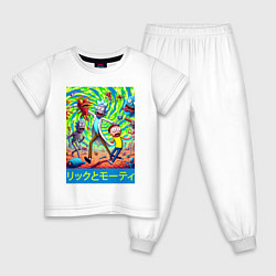 Пижама хлопковая детская Rick and Morty among the monsters - ai art, цвет: белый