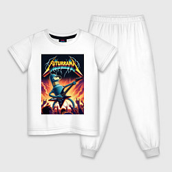 Пижама хлопковая детская Bender cool thrash rock guitarist - Futurama, цвет: белый