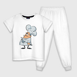 Пижама хлопковая детская Мистер шеф, цвет: белый