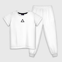 Пижама хлопковая детская Игра в кальмара работник треугольник белая, цвет: белый