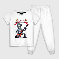 Пижама хлопковая детская Bender bending robot from rock group Futurama, цвет: белый
