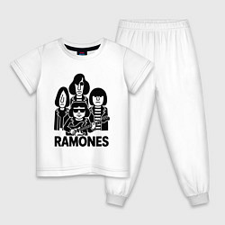 Пижама хлопковая детская Ramones силуэты, цвет: белый