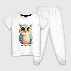 Пижама хлопковая детская Милый совенок, цвет: белый