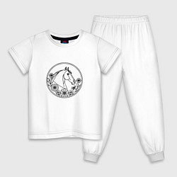 Пижама хлопковая детская Гармония линий, цвет: белый