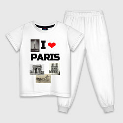 Пижама хлопковая детская I love Paris, цвет: белый