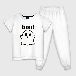 Пижама хлопковая детская Хэллоуин, милое привидение, цвет: белый