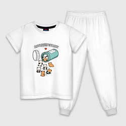 Пижама хлопковая детская Антидепрессант - мишки панды, цвет: белый
