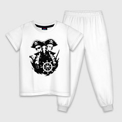 Пижама хлопковая детская Пиратский дуэт, цвет: белый