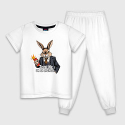Пижама хлопковая детская Кролик с динамитом - trust me im an engineer, цвет: белый