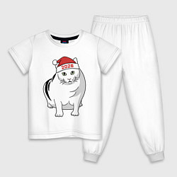 Пижама хлопковая детская Мемный кот Бендер - 2026, цвет: белый