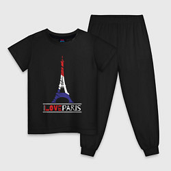 Пижама хлопковая детская Love Paris, цвет: черный