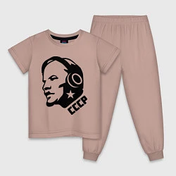 Пижама хлопковая детская Ленин: музыка СССР, цвет: пыльно-розовый