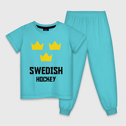 Пижама хлопковая детская Swedish Hockey, цвет: бирюзовый