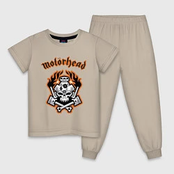 Пижама хлопковая детская Motorhead, цвет: миндальный