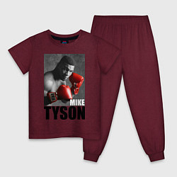 Пижама хлопковая детская Mike Tyson, цвет: меланж-бордовый