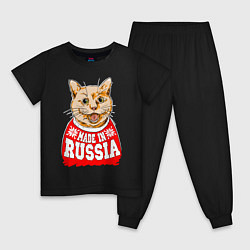 Пижама хлопковая детская Made in Russia: киса, цвет: черный