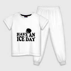 Пижама хлопковая детская Have an ice day, цвет: белый