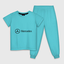 Пижама хлопковая детская Mercedes Logo, цвет: бирюзовый