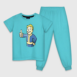 Пижама хлопковая детская Fallout vault boy, цвет: бирюзовый