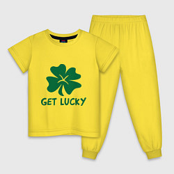 Пижама хлопковая детская Get lucky, цвет: желтый