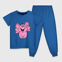 Пижама хлопковая детская Розовый слон, цвет: синий