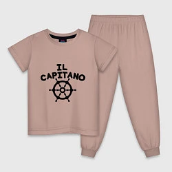 Пижама хлопковая детская Капитан Il capitano, цвет: пыльно-розовый