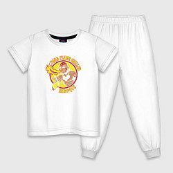 Пижама хлопковая детская Йога - гриль, цвет: белый