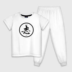 Пижама хлопковая детская Китайский иероглиф, цвет: белый
