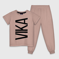 Пижама хлопковая детская Вика цвета пыльно-розовый — фото 1