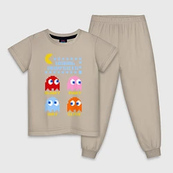 Пижама хлопковая детская Pac-Man: Usual Suspects, цвет: миндальный