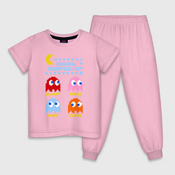Пижама хлопковая детская Pac-Man: Usual Suspects, цвет: светло-розовый