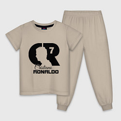 Пижама хлопковая детская CR Ronaldo 07, цвет: миндальный