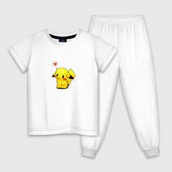 Пижама хлопковая детская Маленький Пикачу, цвет: белый