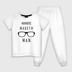 Пижама хлопковая детская Kingsman: Manners maketh man, цвет: белый