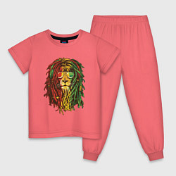 Пижама хлопковая детская Rasta Lion, цвет: коралловый
