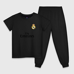 Пижама хлопковая детская Real Madrid: Fly Emirates, цвет: черный
