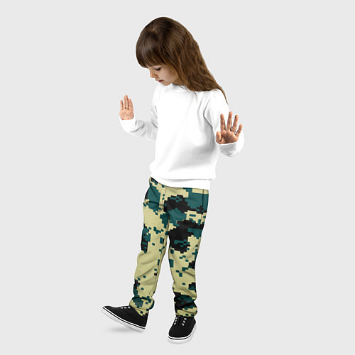 Детские брюки Камуфляж пиксельный: зеленый/черный / 3D-принт – фото 3