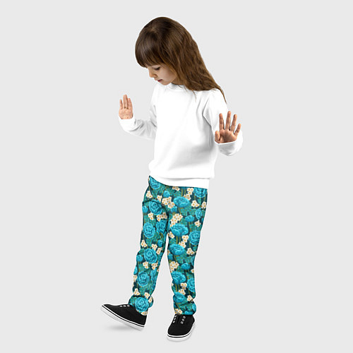 Детские брюки Голубые розы / 3D-принт – фото 3