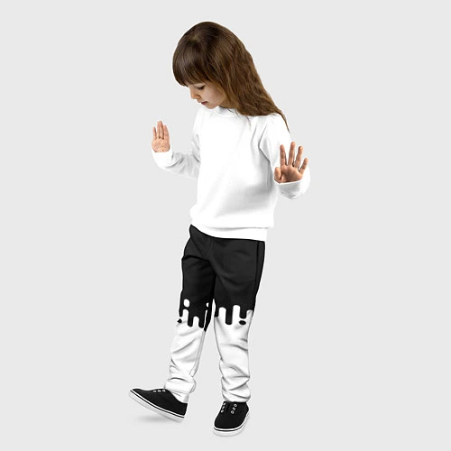 Детские брюки Чёрно-белый узор / 3D-принт – фото 3