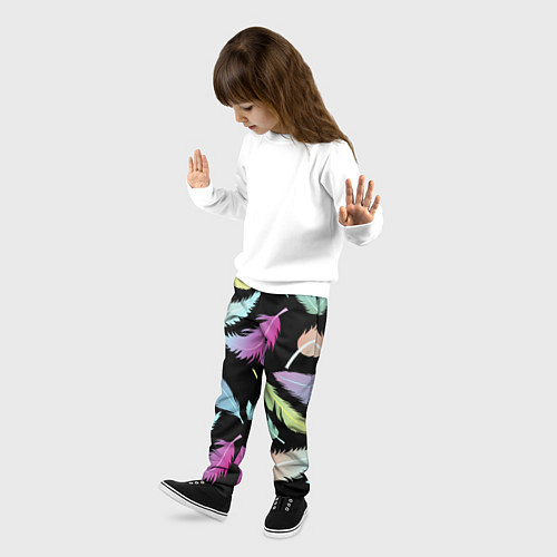 Детские брюки Радужные перья / 3D-принт – фото 3