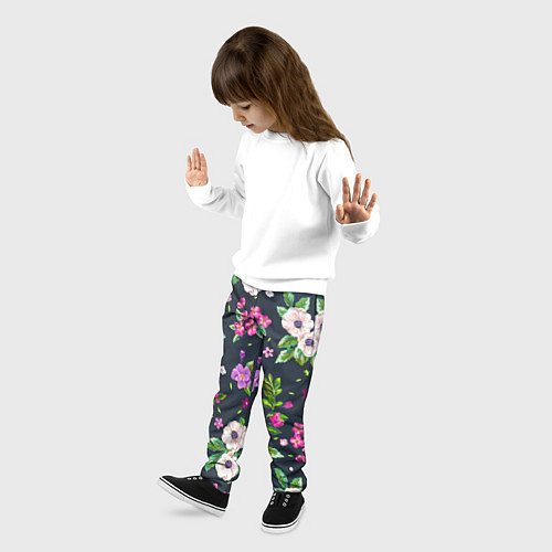 Детские брюки Пурпурные цветы / 3D-принт – фото 3