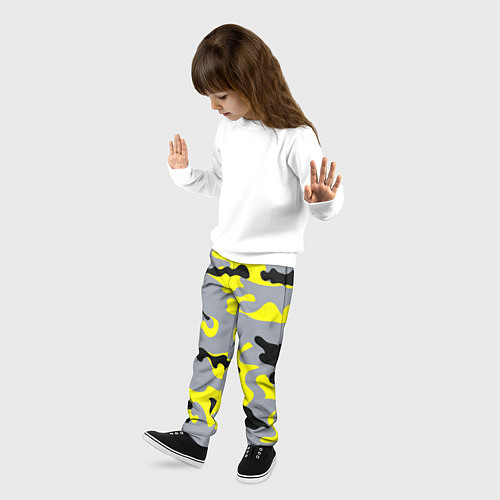 Детские брюки Yellow & Grey Camouflage / 3D-принт – фото 3