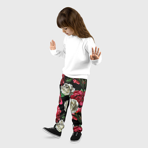 Детские брюки Красные и белые розы / 3D-принт – фото 3